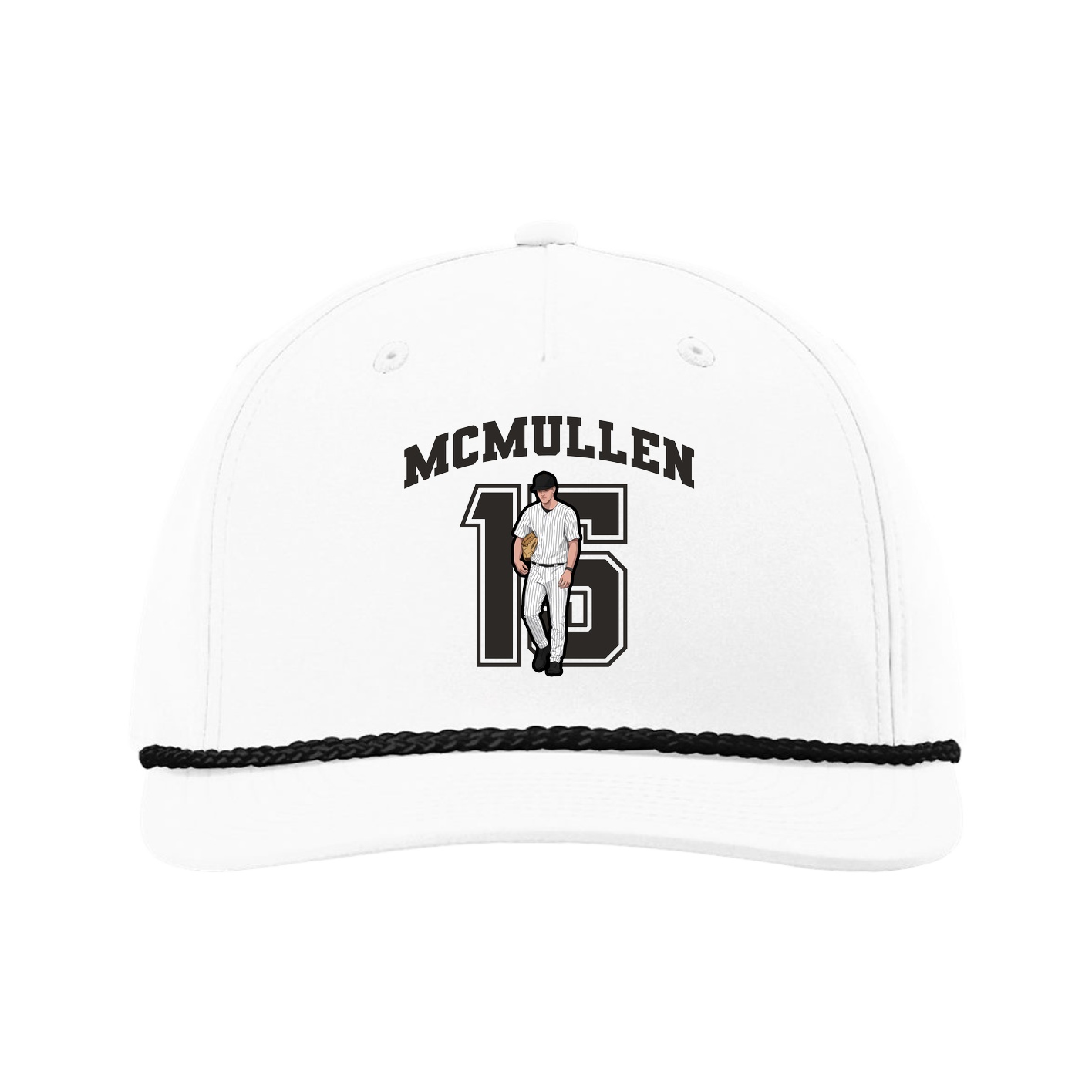 Five-Panel Classic Rope Cap — Number in White