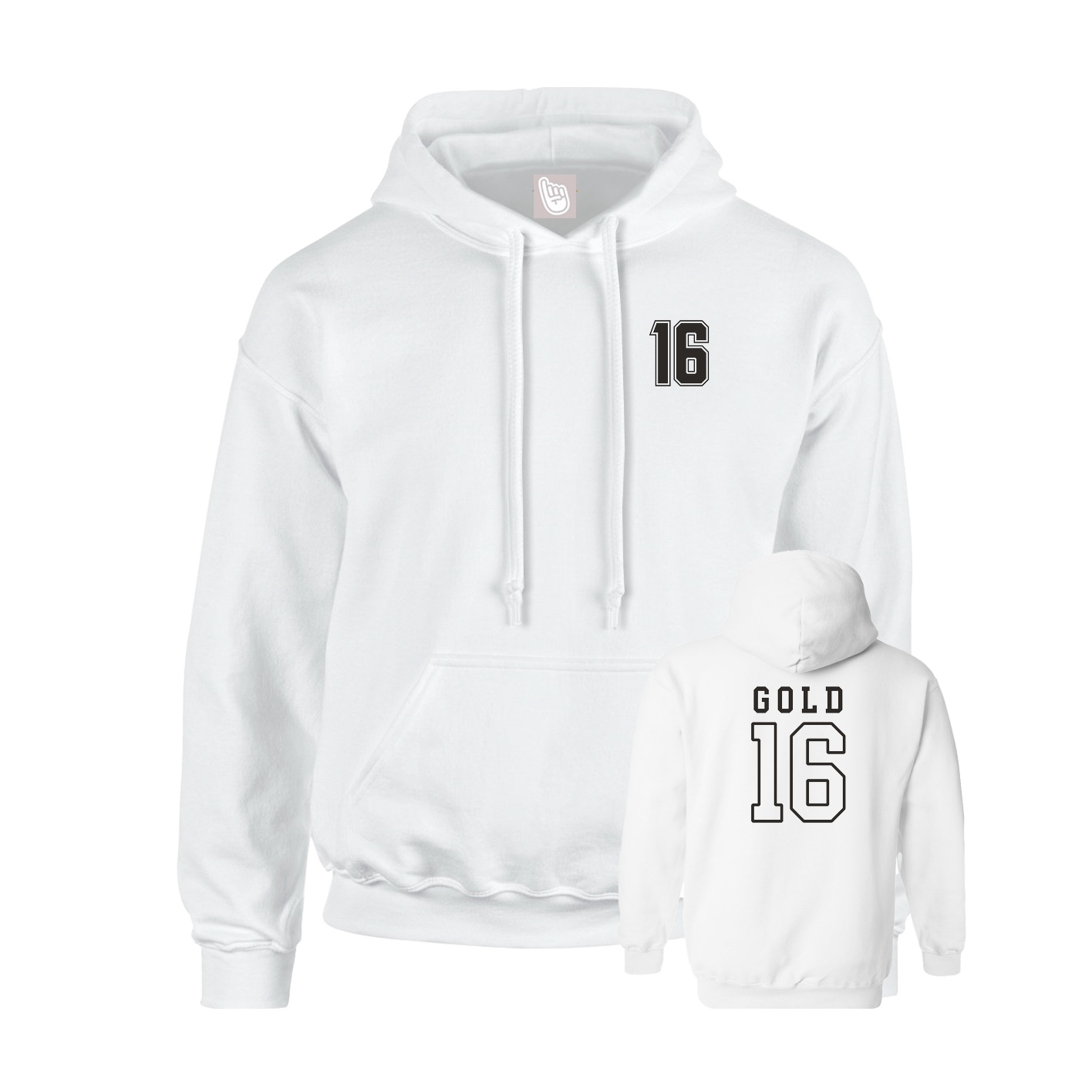 Youth Hoodie — Chest Back in White
