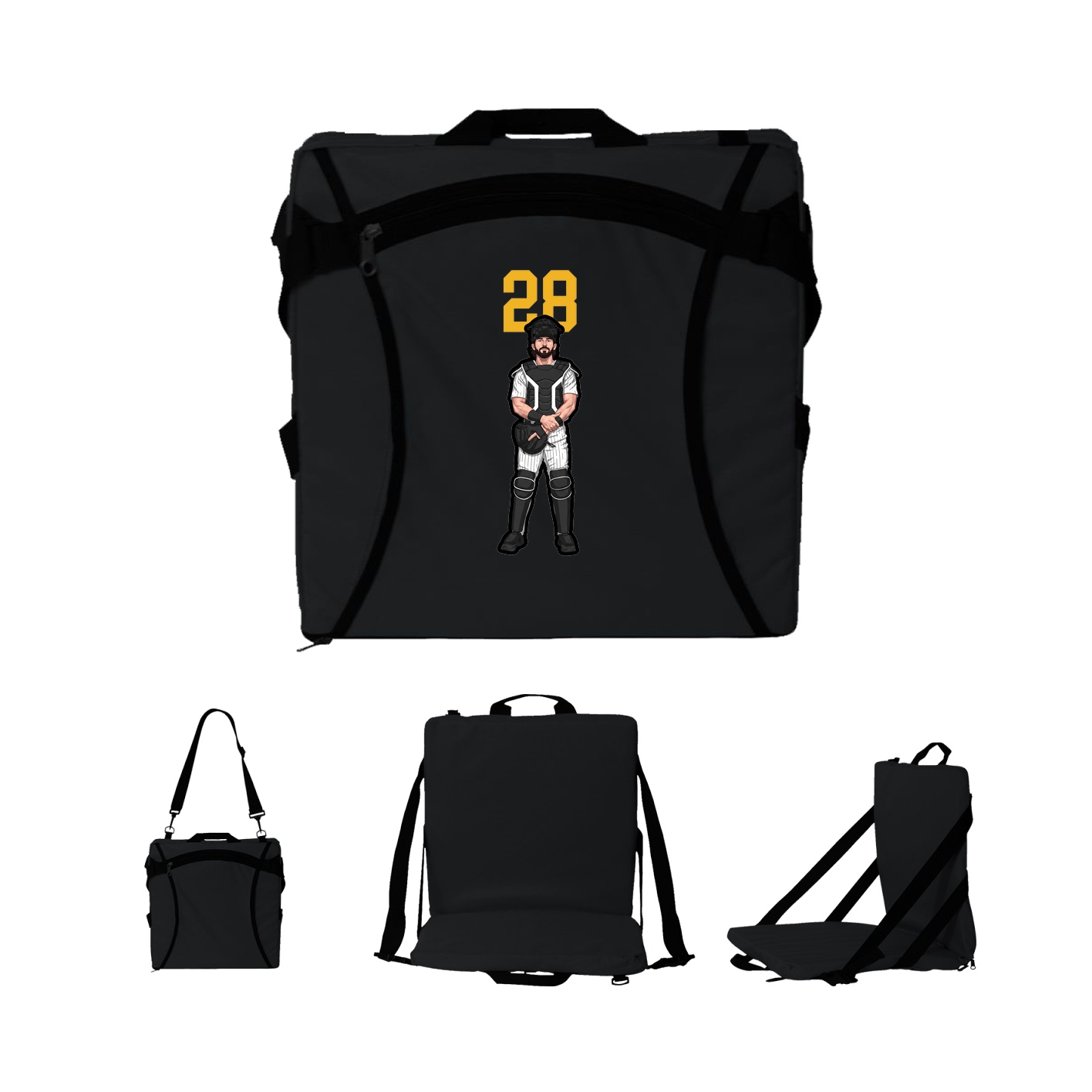Folding Stadium Seat — Number Top in Black