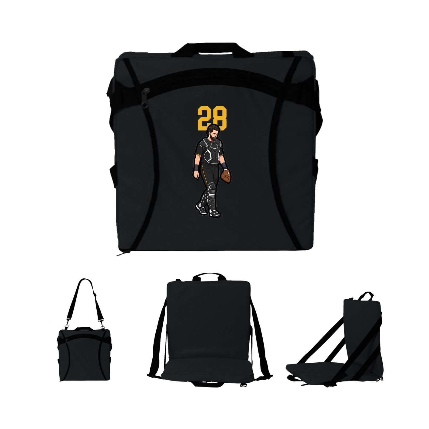 Folding Stadium Seat — Number Top in Black