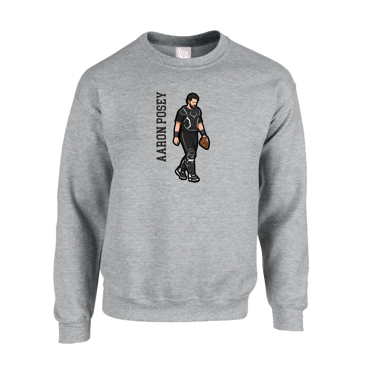 Fleece Crew — Name Vertical in Grey