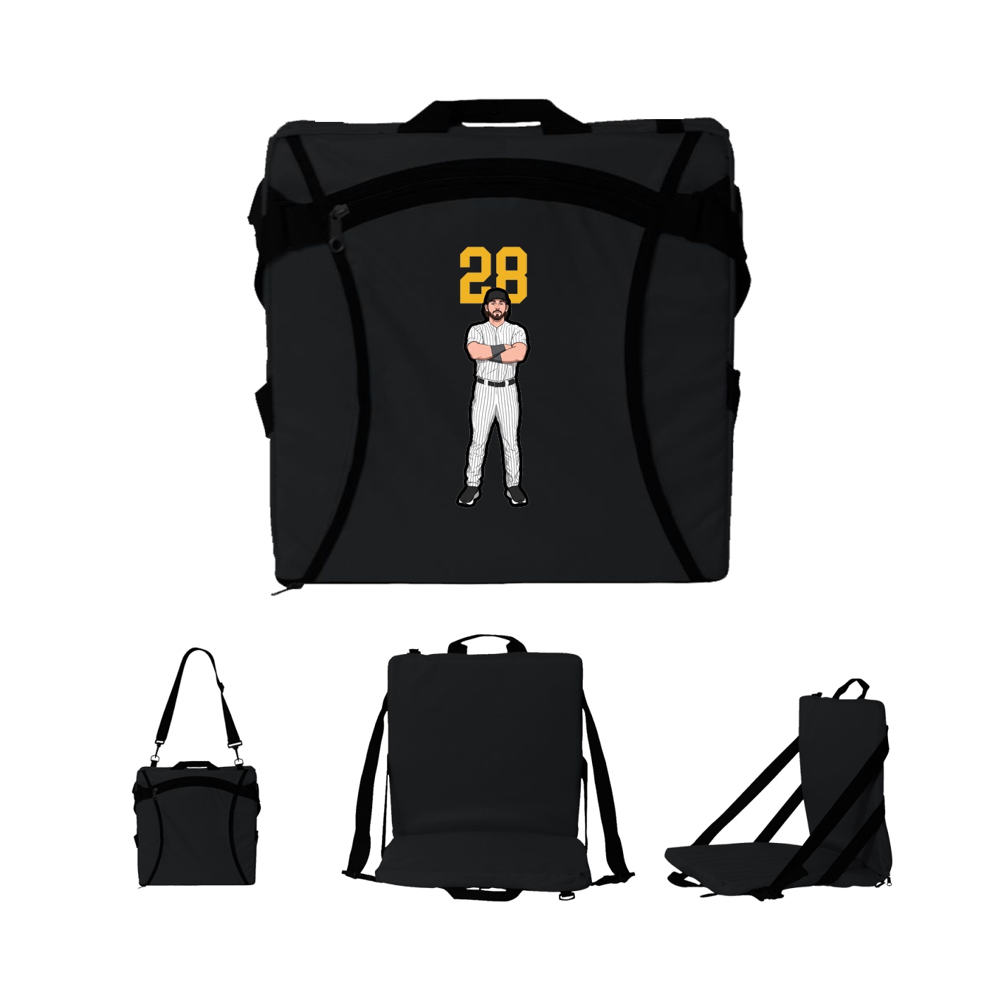 Folding Stadium Seat — Number Top in Black