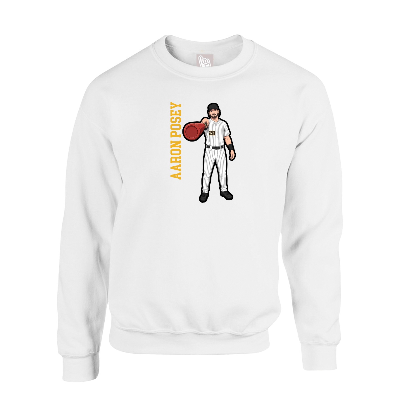 Fleece Crew — Name Vertical in White