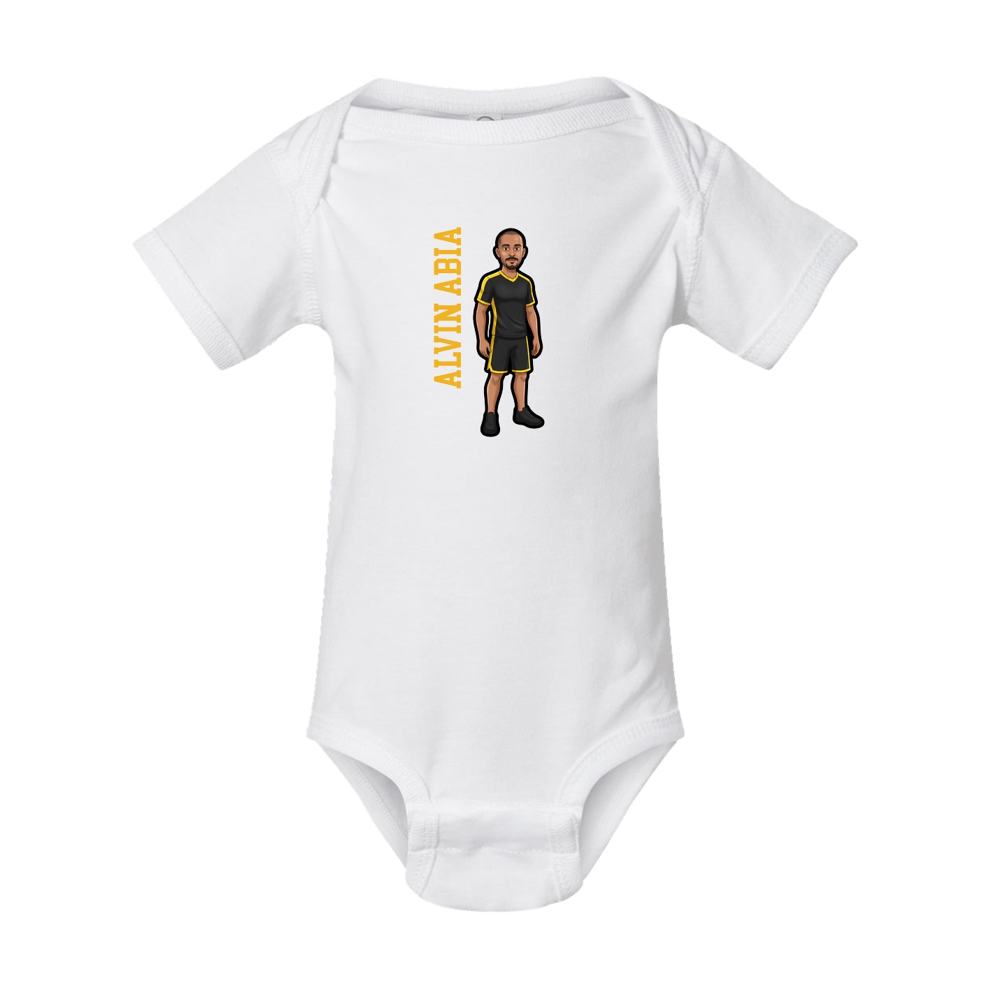 Baby Onesie — Name Vertical in White
