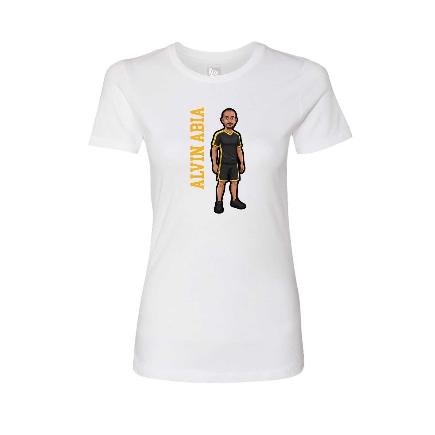 Womens Tee — Name Vertical in White