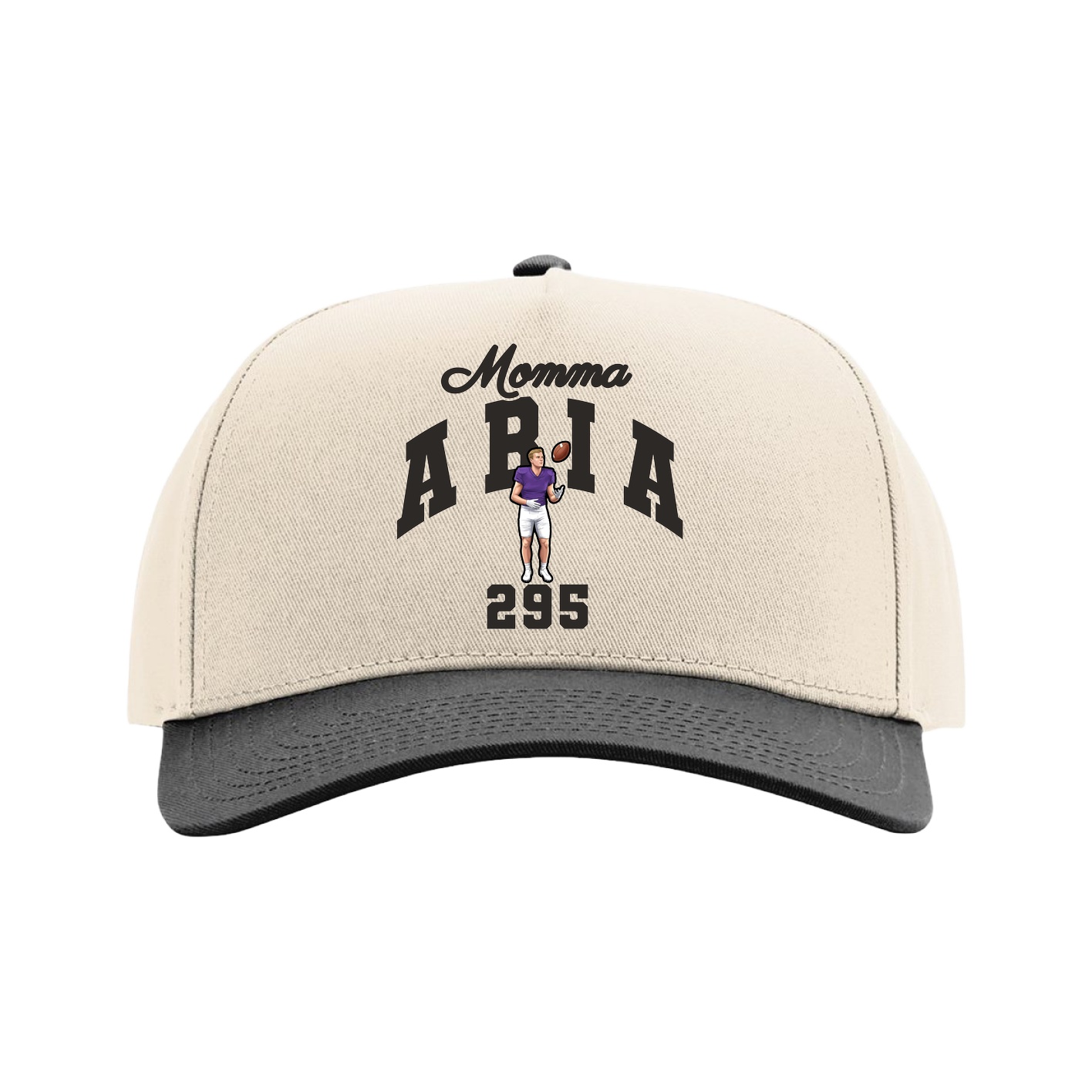 Full Fabric Five-Panel Champ Cap — Mothers Day Arch in Cream/Black