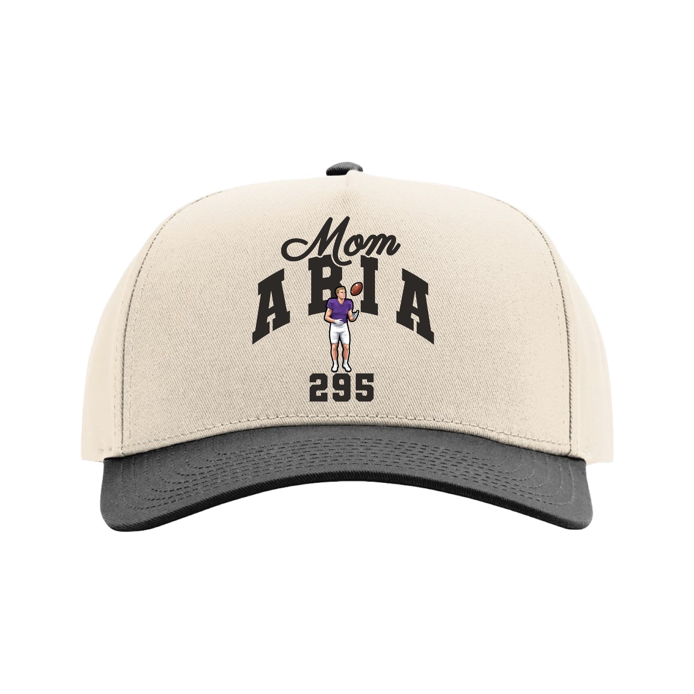 Full Fabric Five-Panel Champ Cap — Mothers Day Arch in Cream/Black