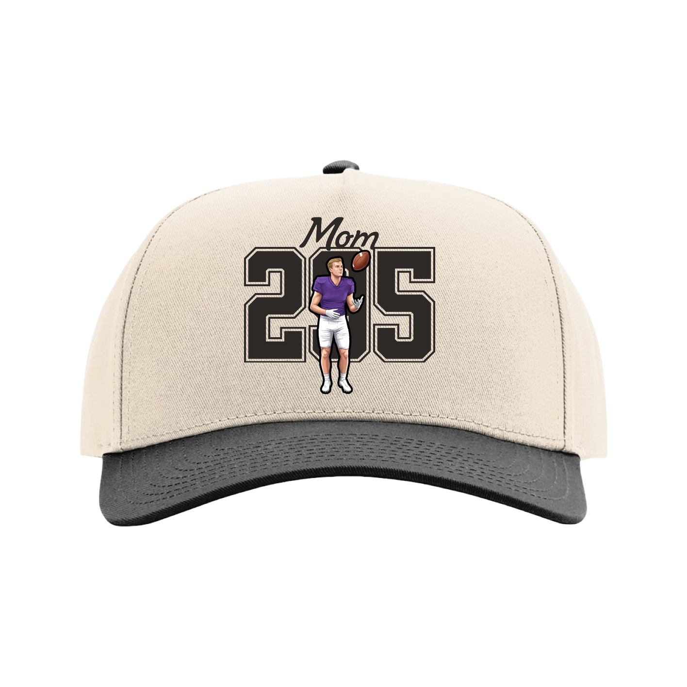 Full Fabric Five-Panel Champ Cap — Mothers Day Shirsey in Cream/Black