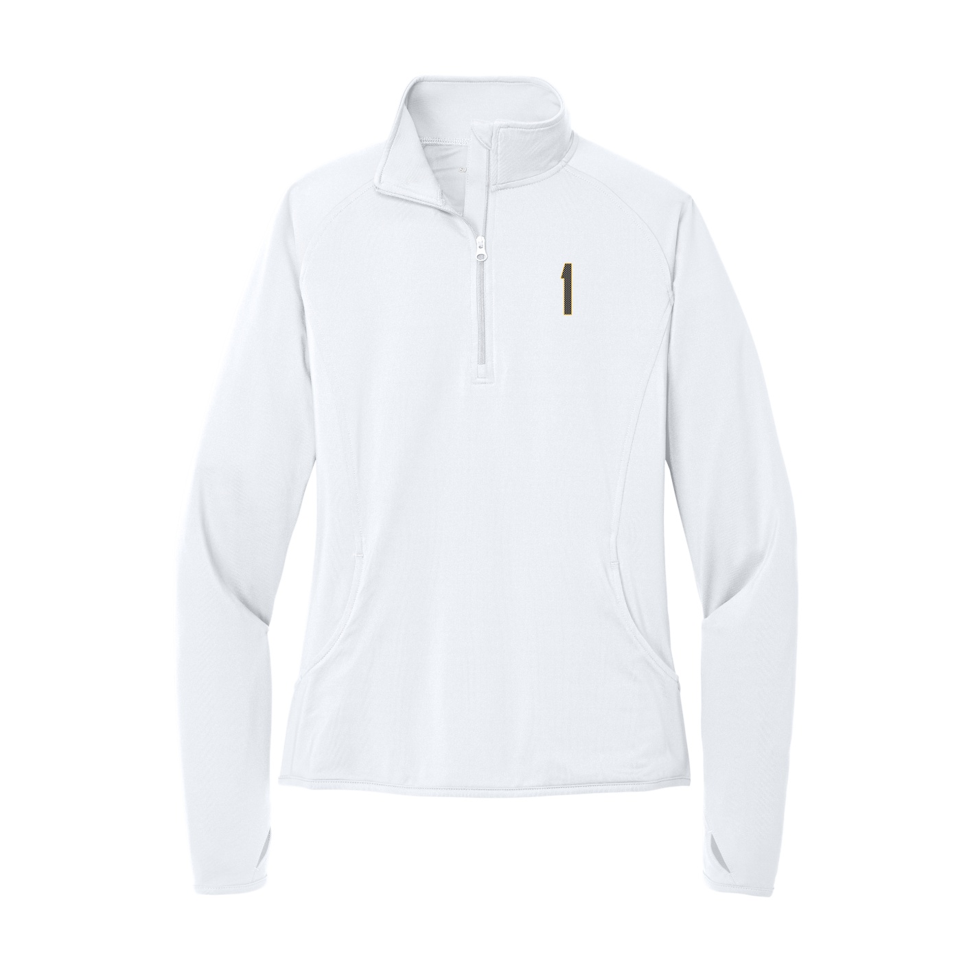 Women's Q-Zip Pullover — Front Shirsy in White