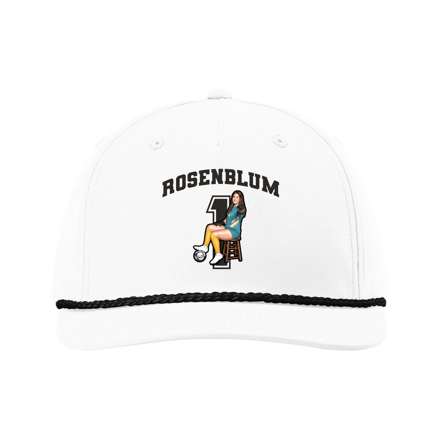 Five-Panel Classic Rope Cap — Number in White
