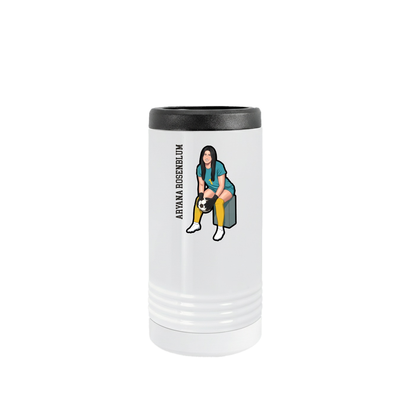 Slim Beverage Holder — Name Vertical in White