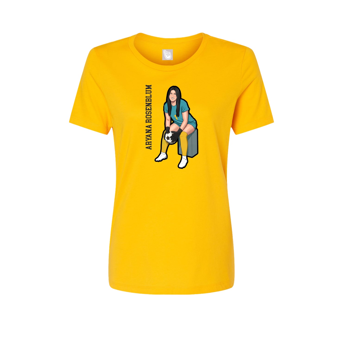 Fitted Women's Tee — Name Vertical in Gold