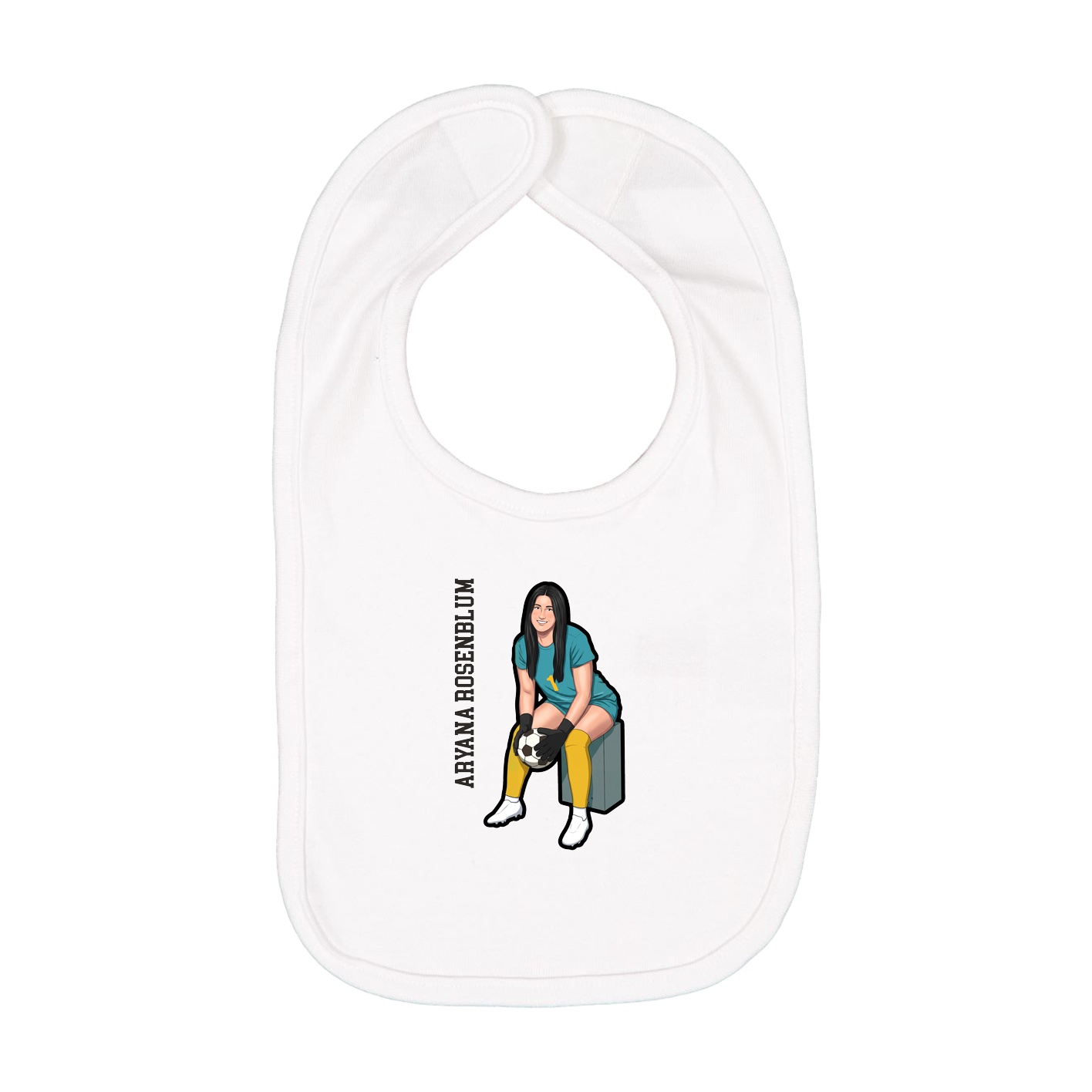 Infant Bib — Name Vertical in White