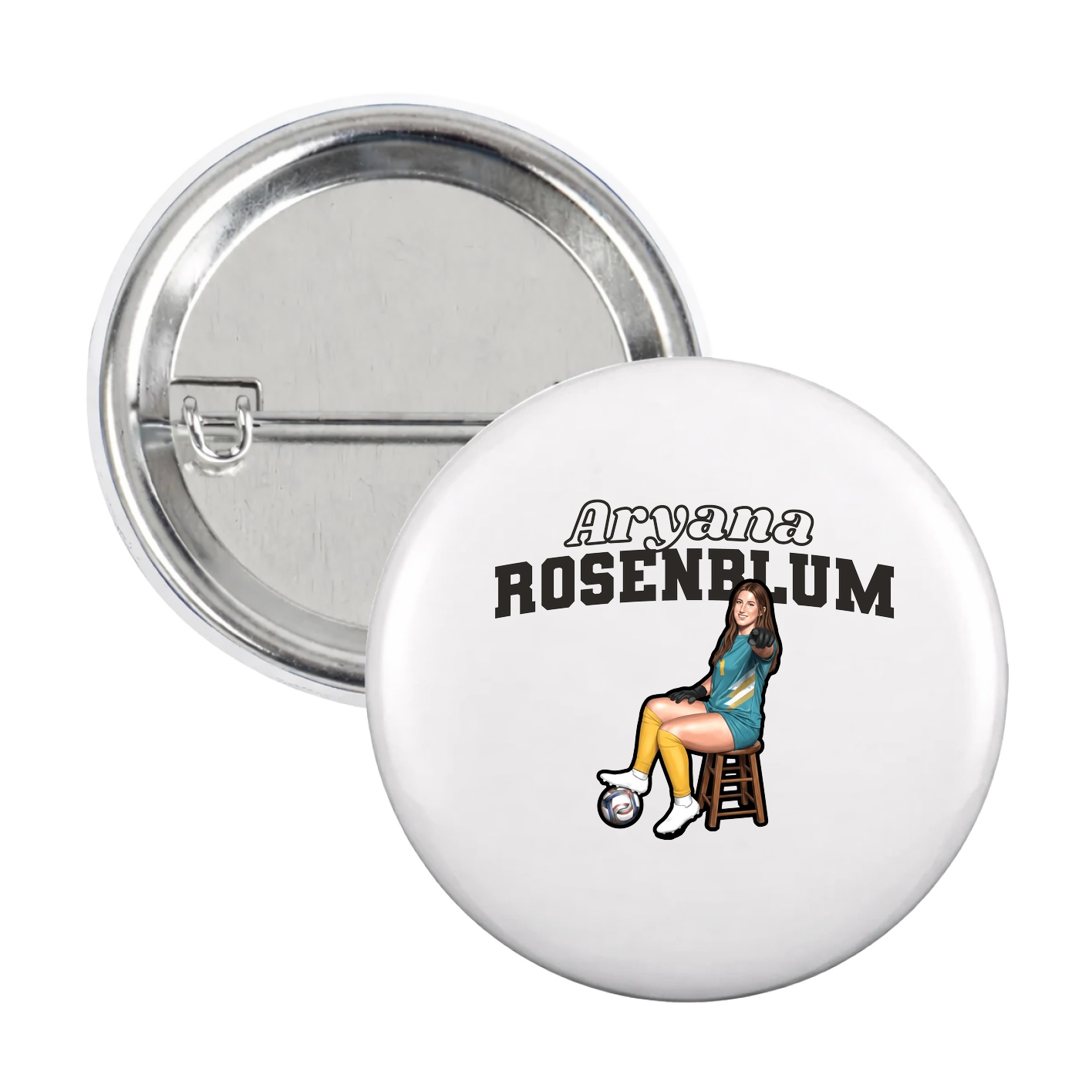 Game Day Button — Name Arch in White