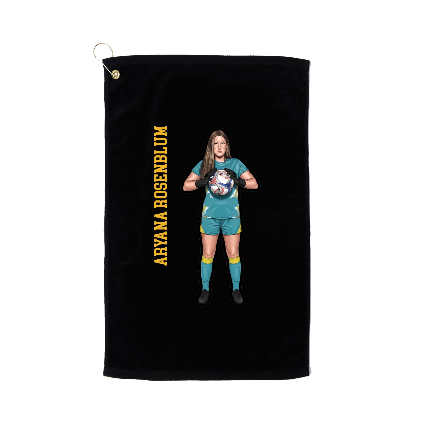 Golf Towel — Name Vertical in Black