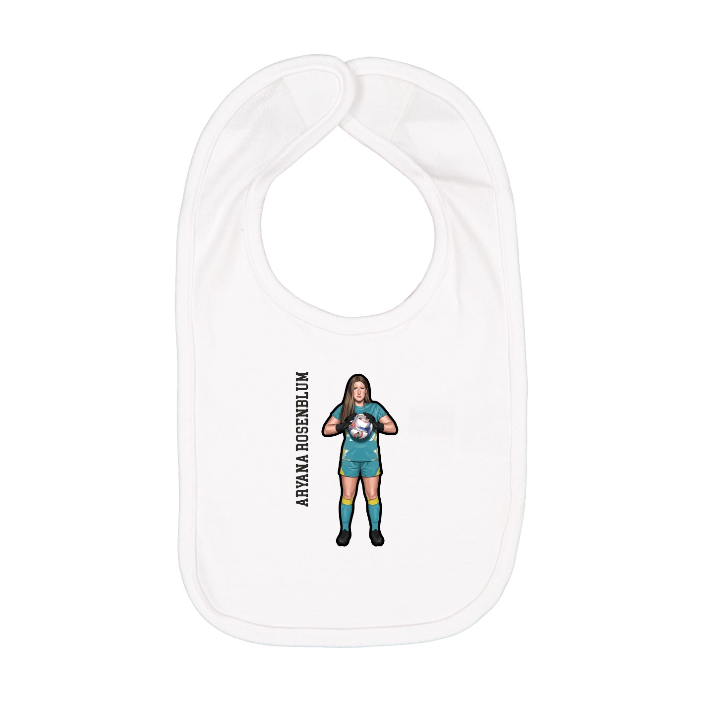 Infant Bib — Name Vertical in White