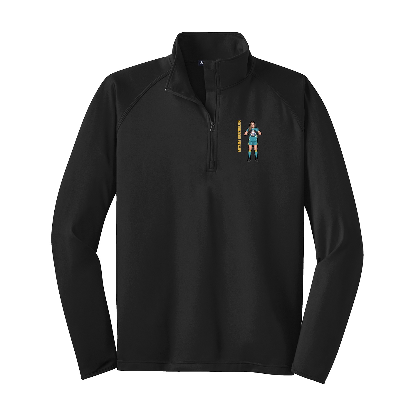 Q-Zip Pullover — Name Vertical in Black