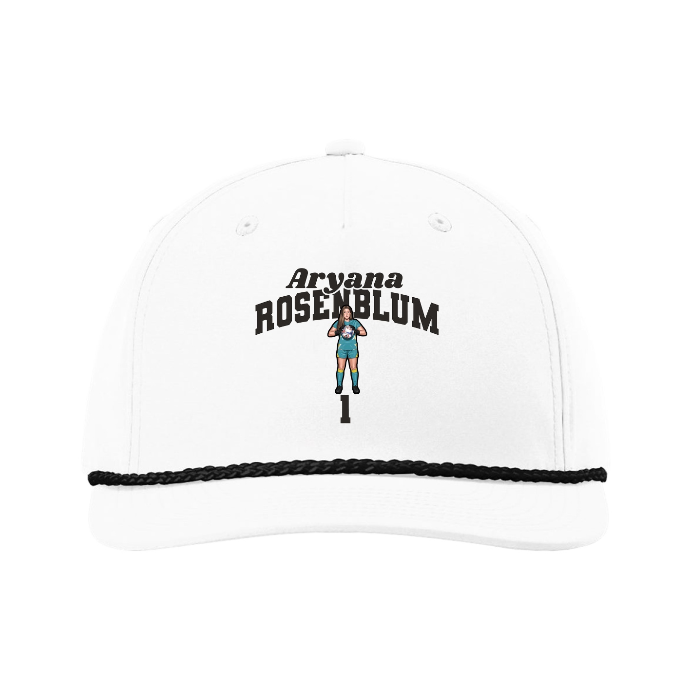 Five-Panel Classic Rope Cap — Signature Arch in White