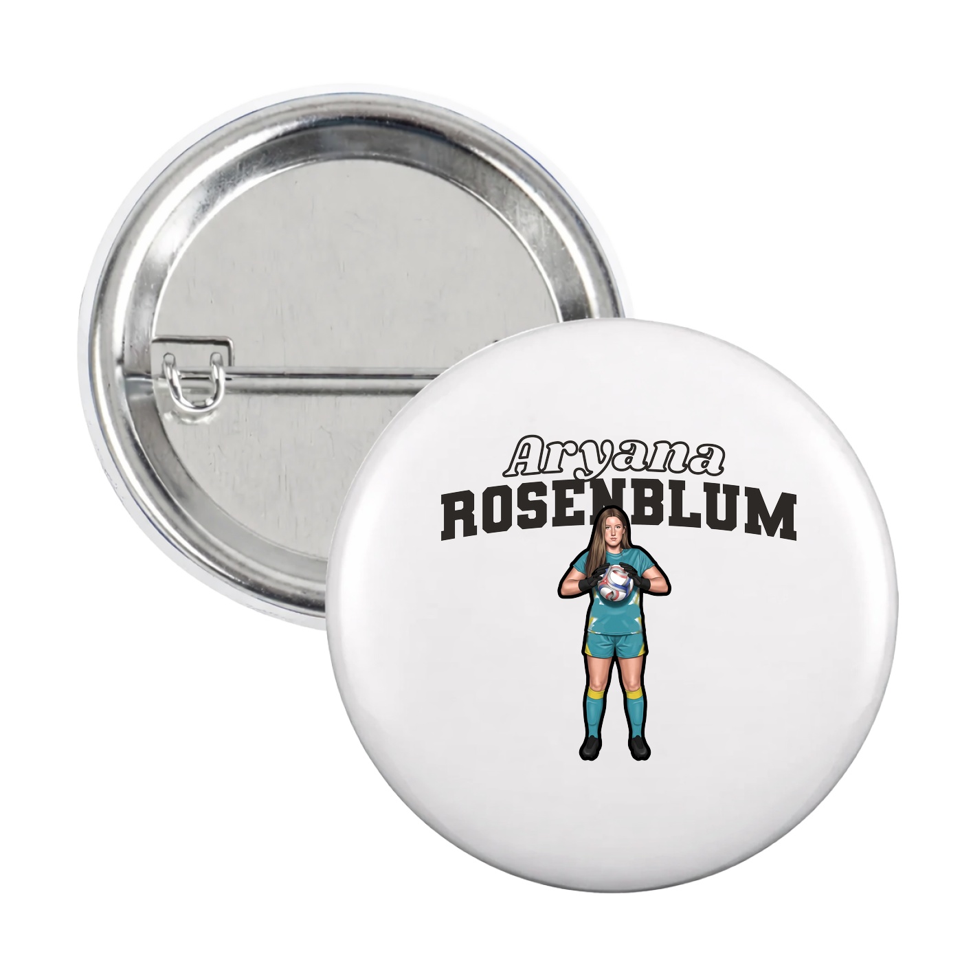 Game Day Button — Name Arch in White