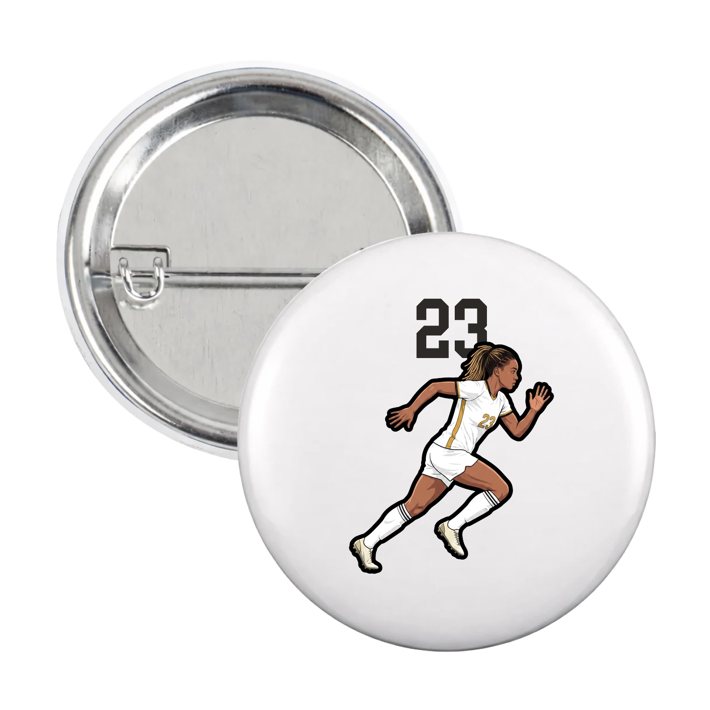 Game Day Button — Number Top in White