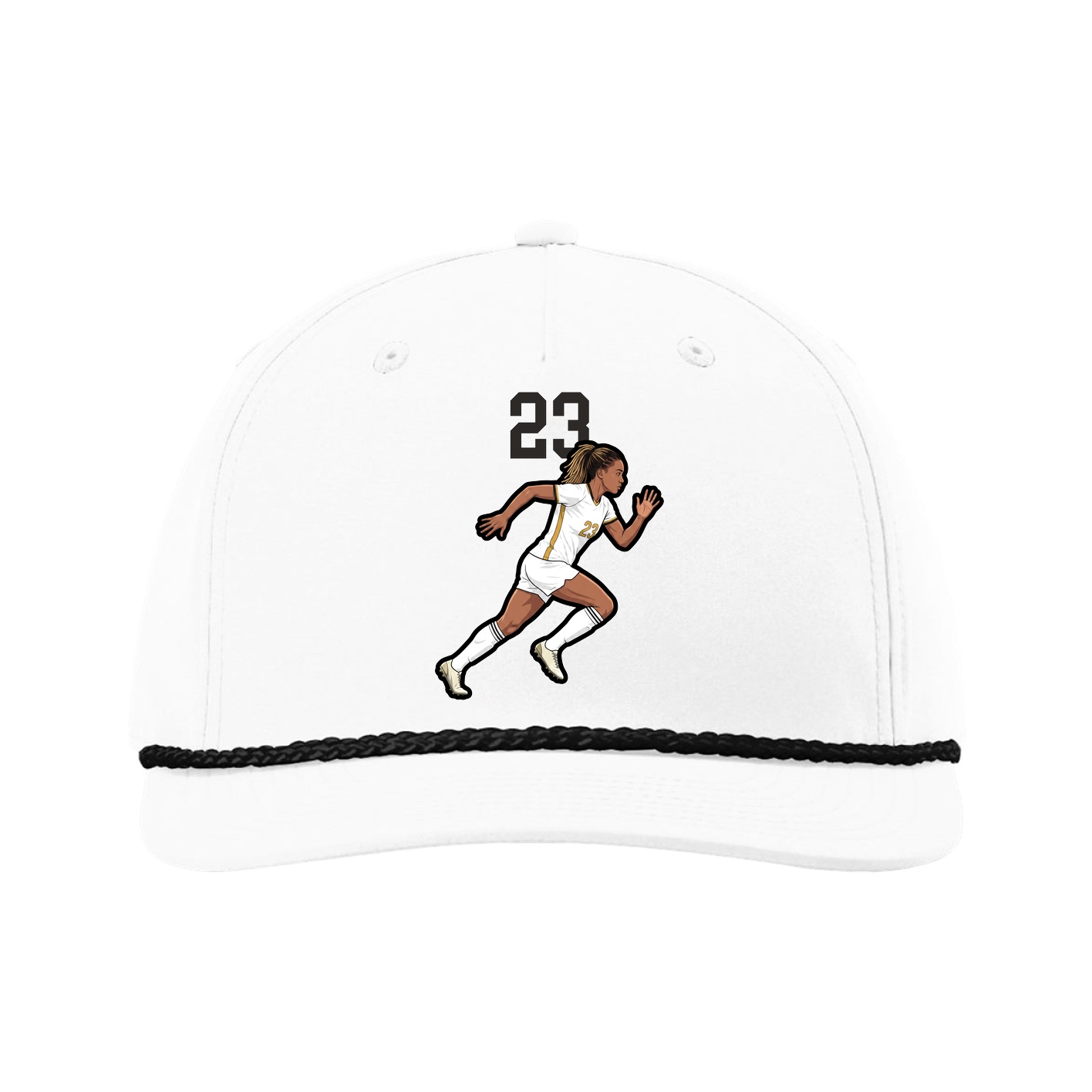 Five-Panel Classic Rope Cap — Number Top in White