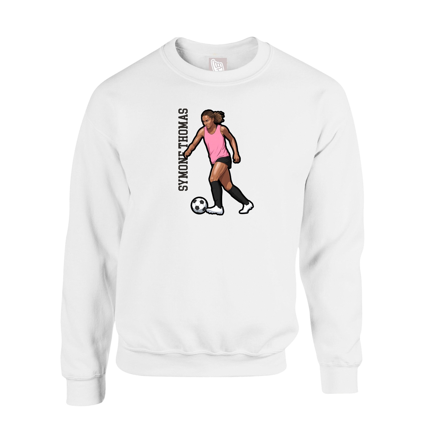 Fleece Crew — Name Vertical in White