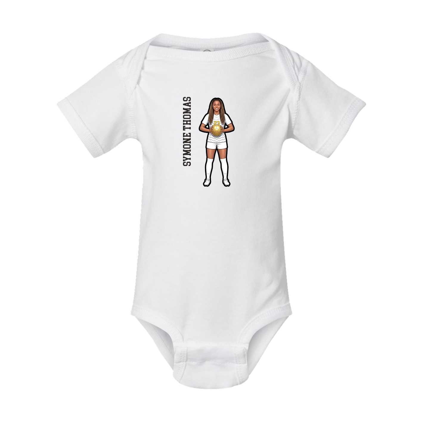 Baby Onesie — Name Vertical in White