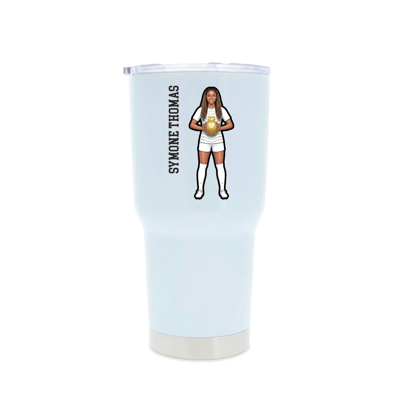 30oz Stainless Steel Tumbler — Name Vertical in White