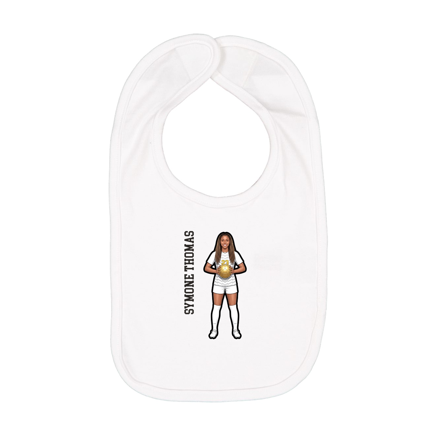 Infant Bib — Name Vertical in White