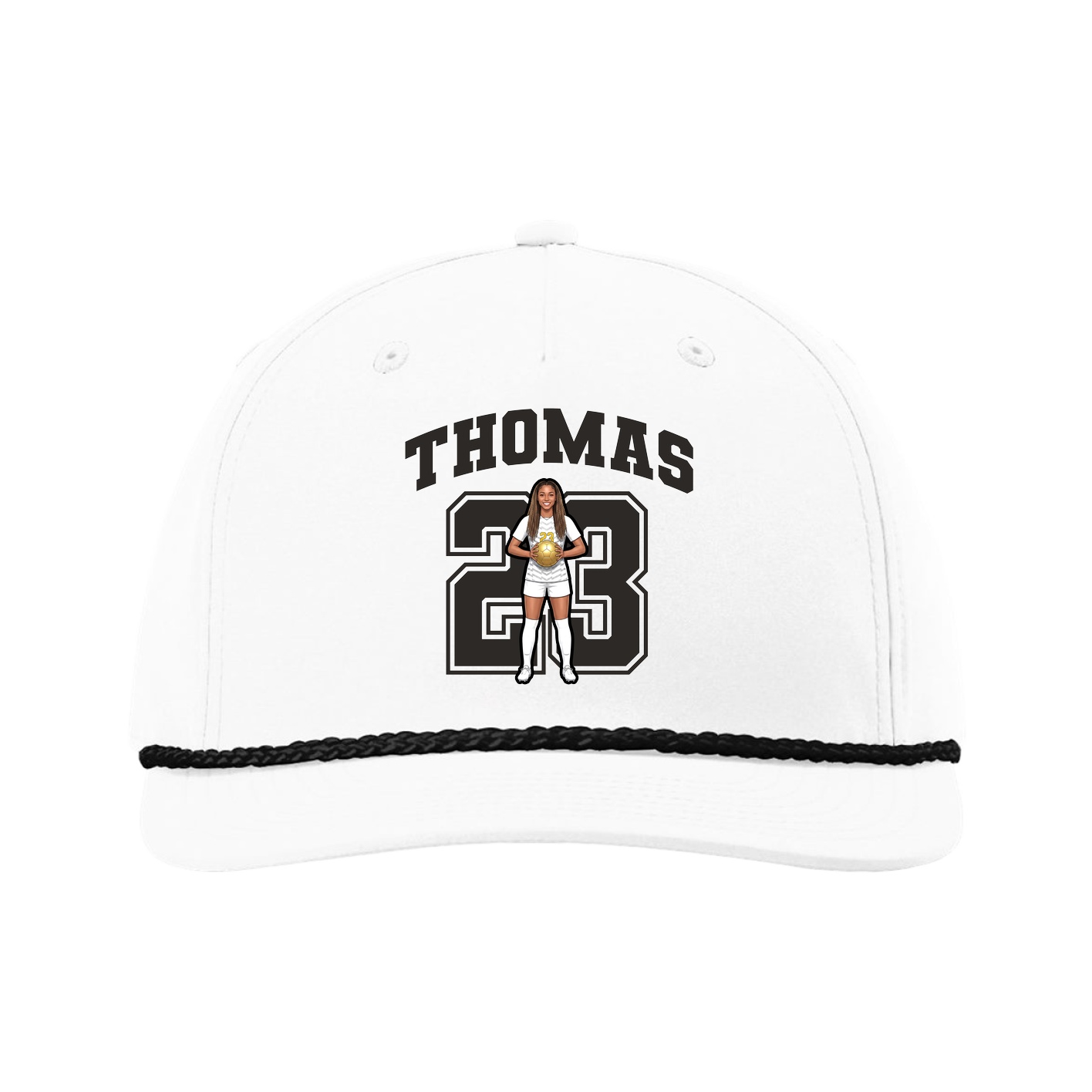 Five-Panel Classic Rope Cap — Number in White