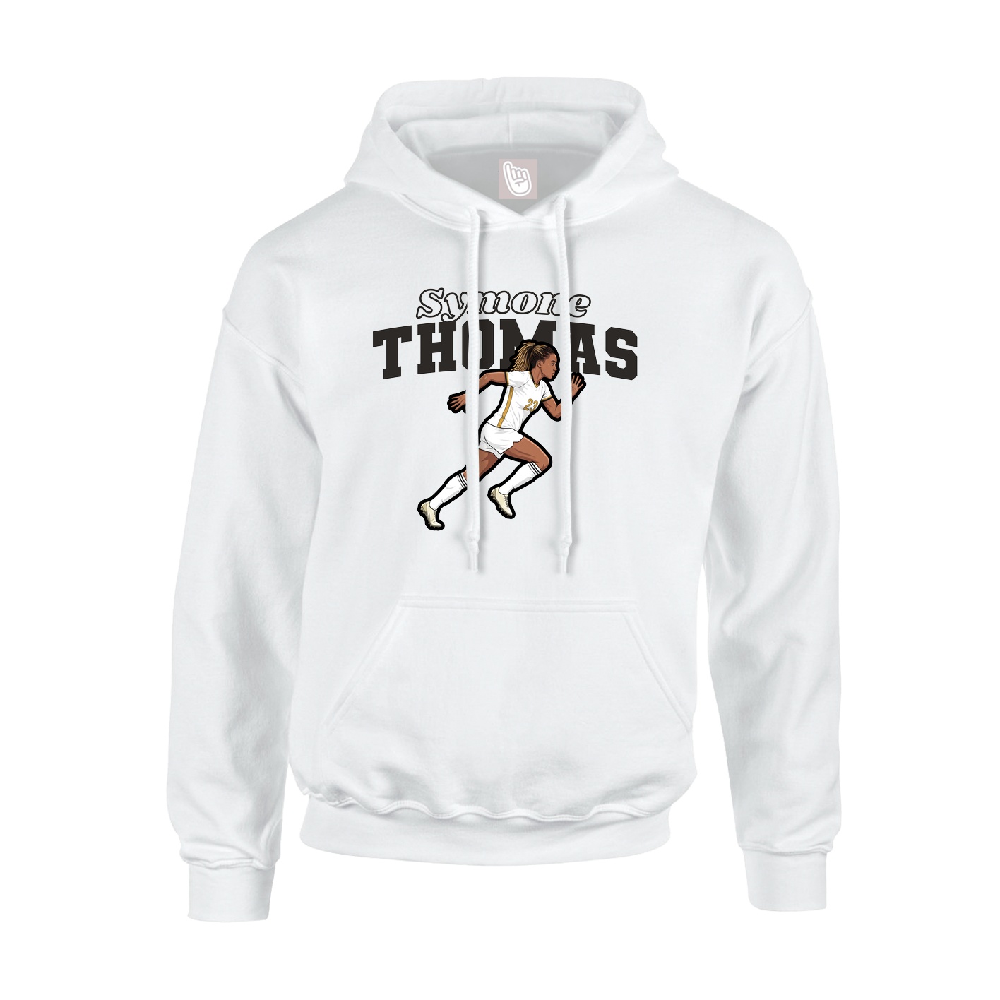 Youth Hoodie — Name Arch in White