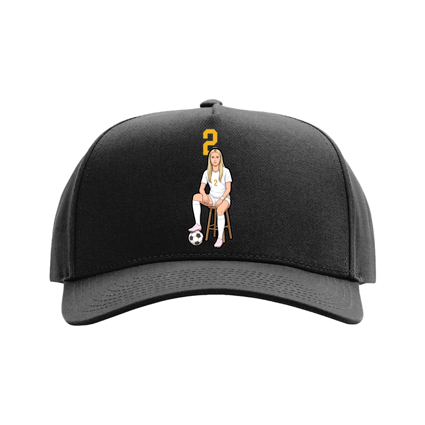 Full Fabric Five-Panel Champ Cap — Number Top in Black