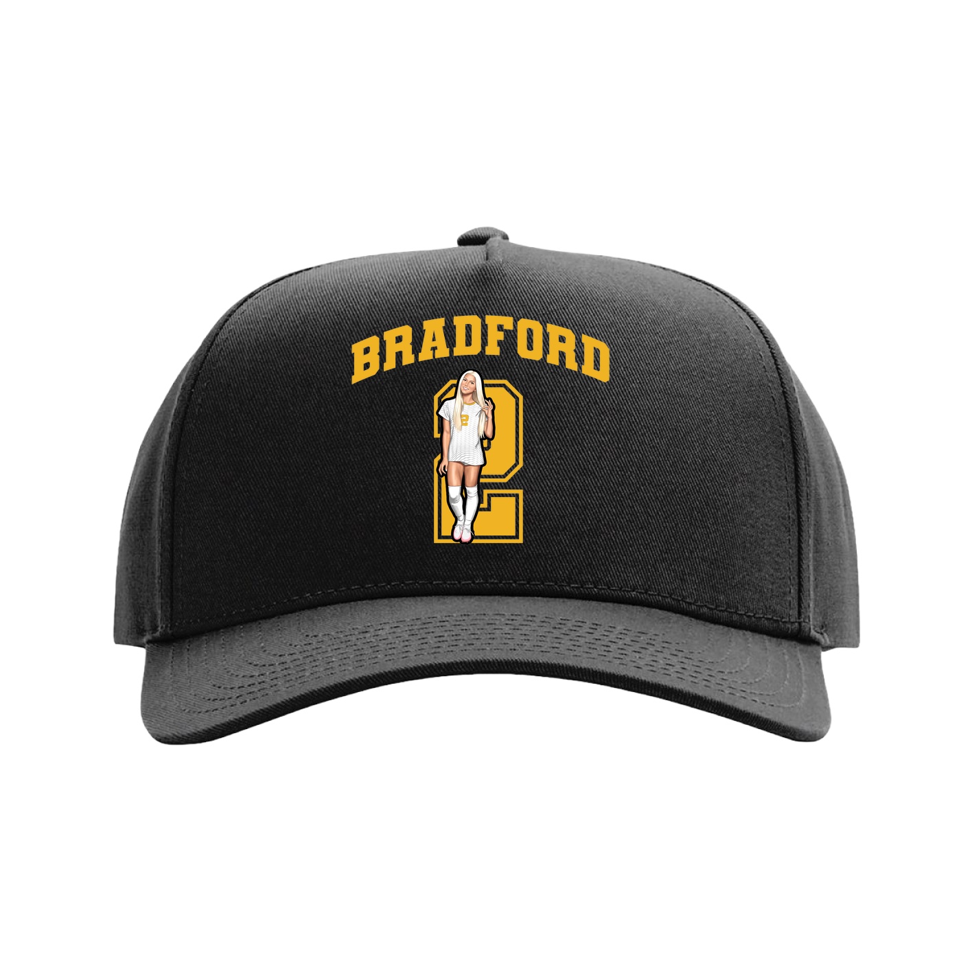 Full Fabric Five-Panel Champ Cap — Number in Black