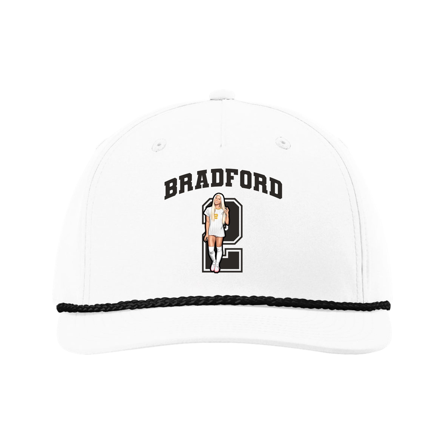 Five-Panel Classic Rope Cap — Number in White