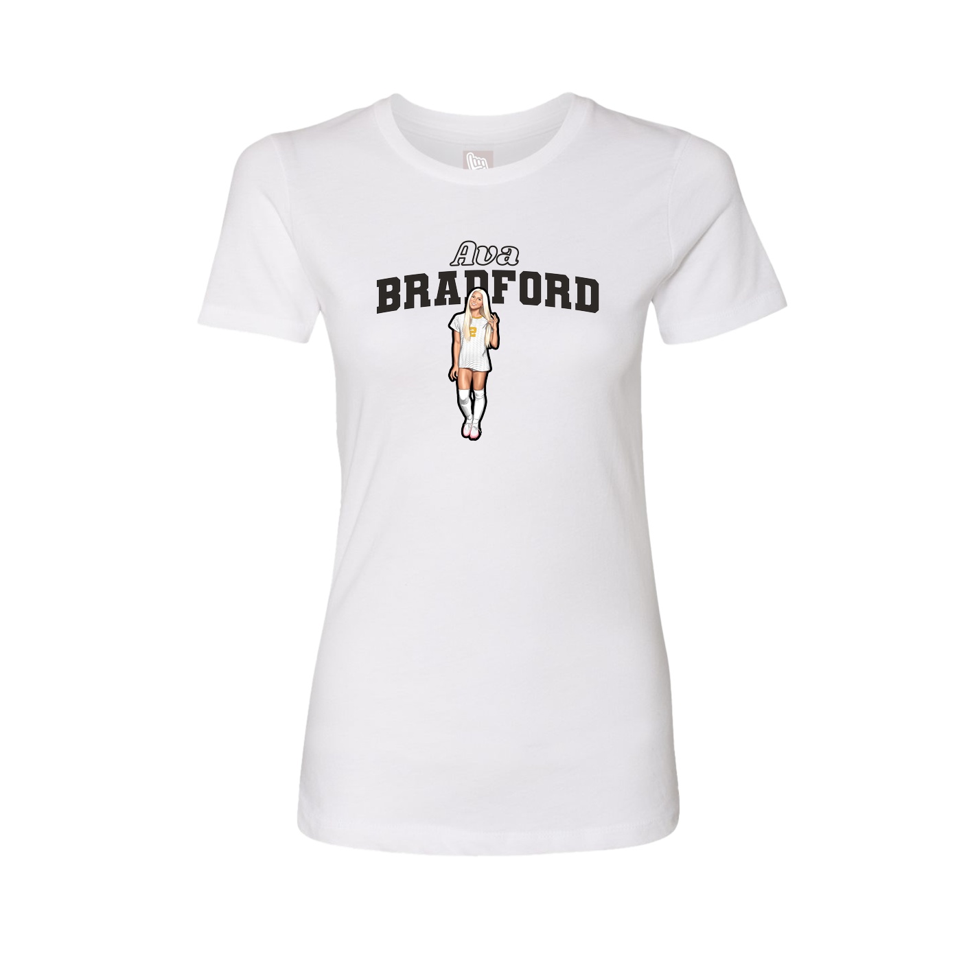 Fitted Women's Tee — Name Arch in White
