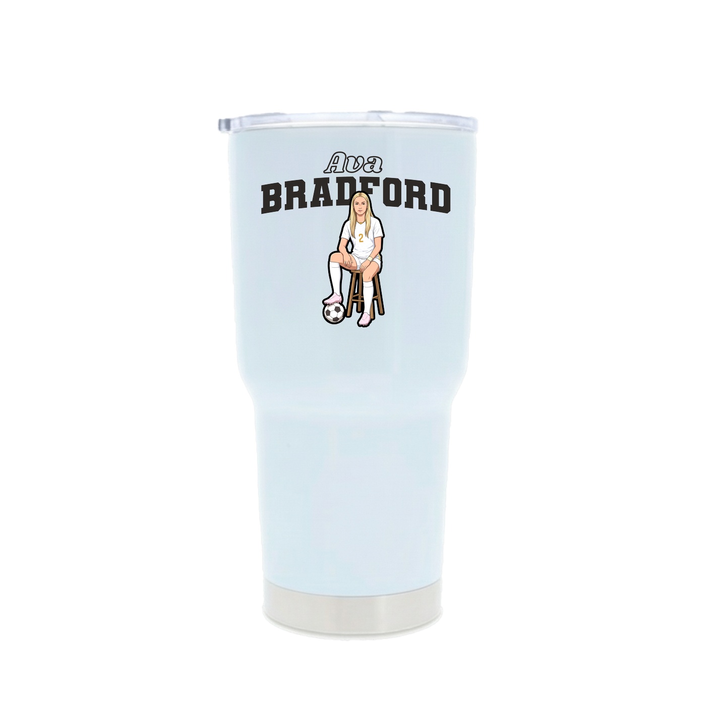30oz Stainless Steel Tumbler — Name Arch in White
