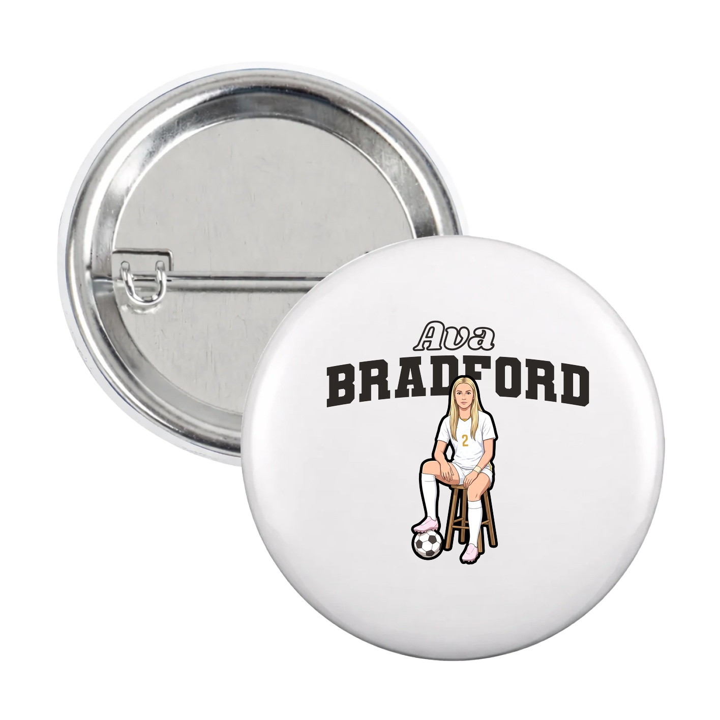 Game Day Button — Name Arch in White