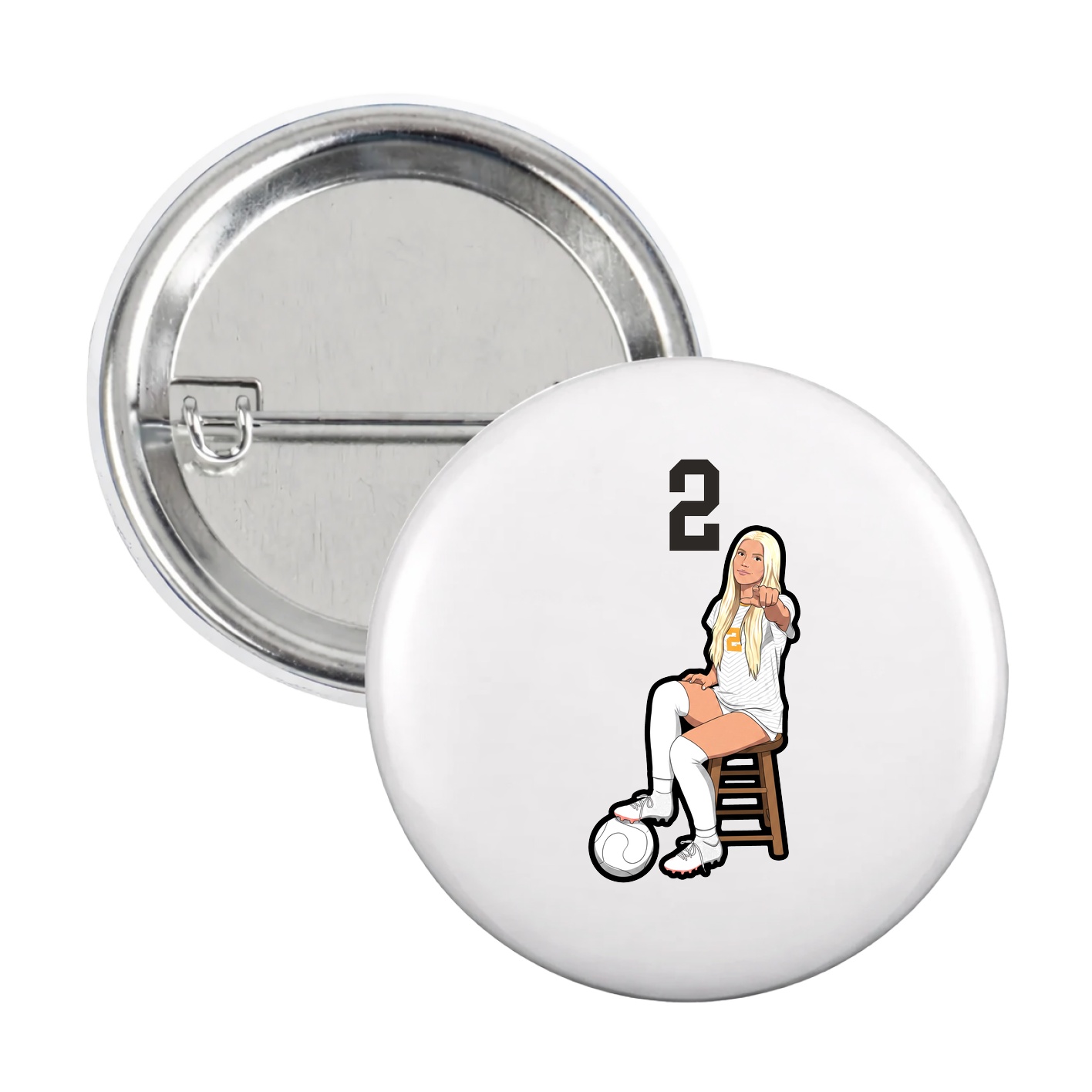 Game Day Button — Number Top in White