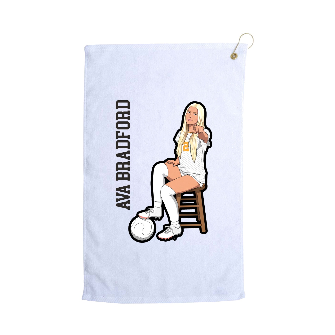 Golf Towel — Name Vertical in White