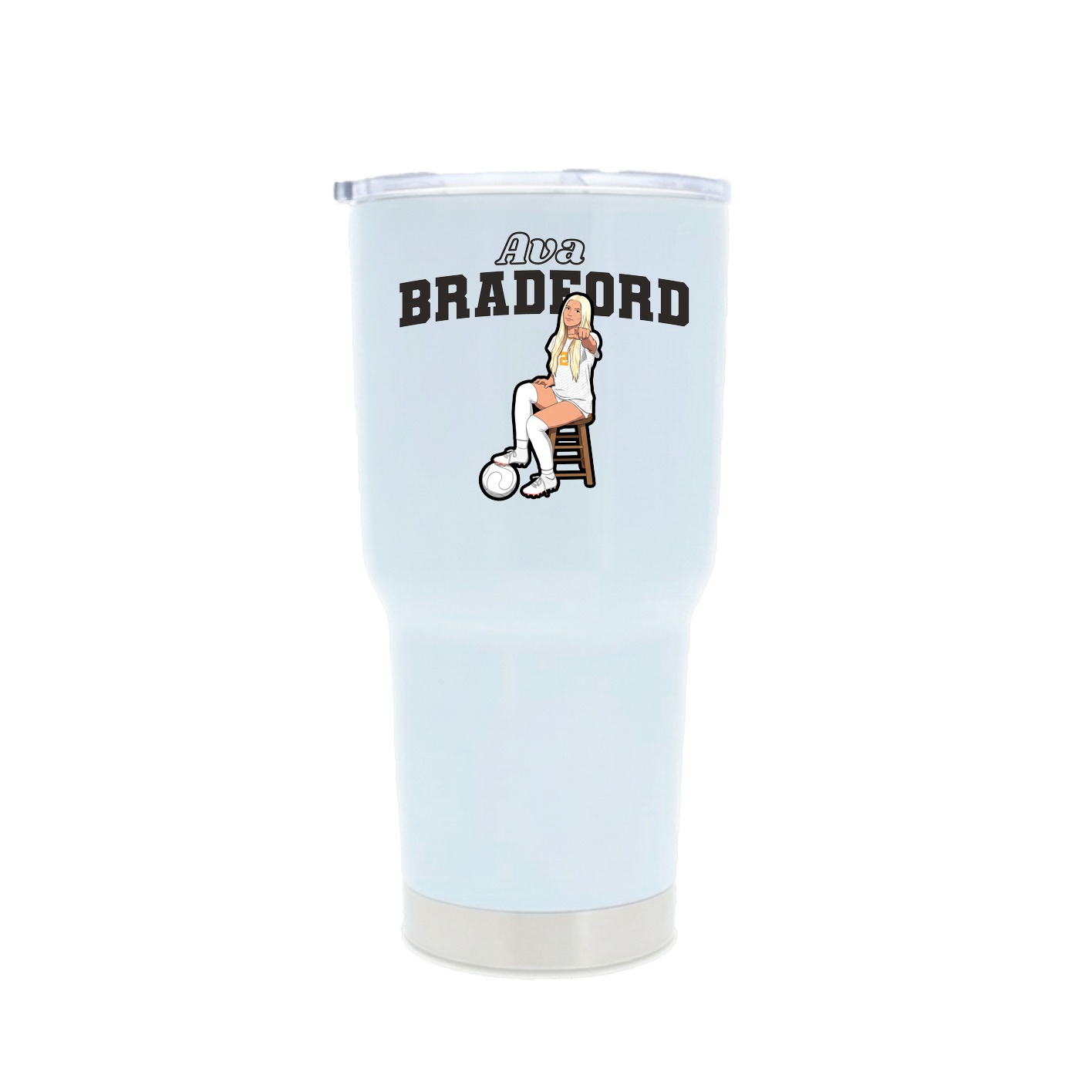 30oz Stainless Steel Tumbler — Name Arch in White