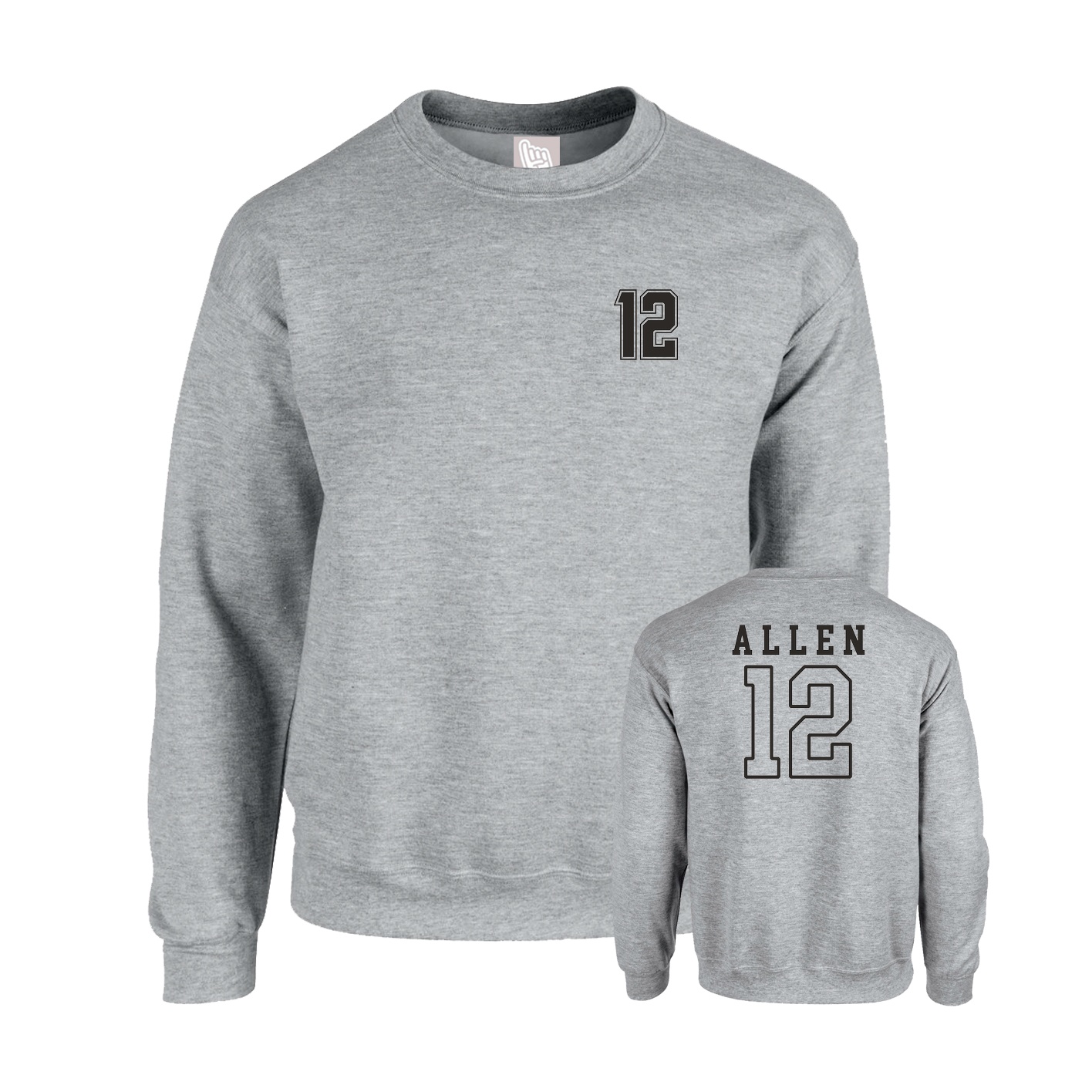 Fleece Crew — Chest Back in Grey