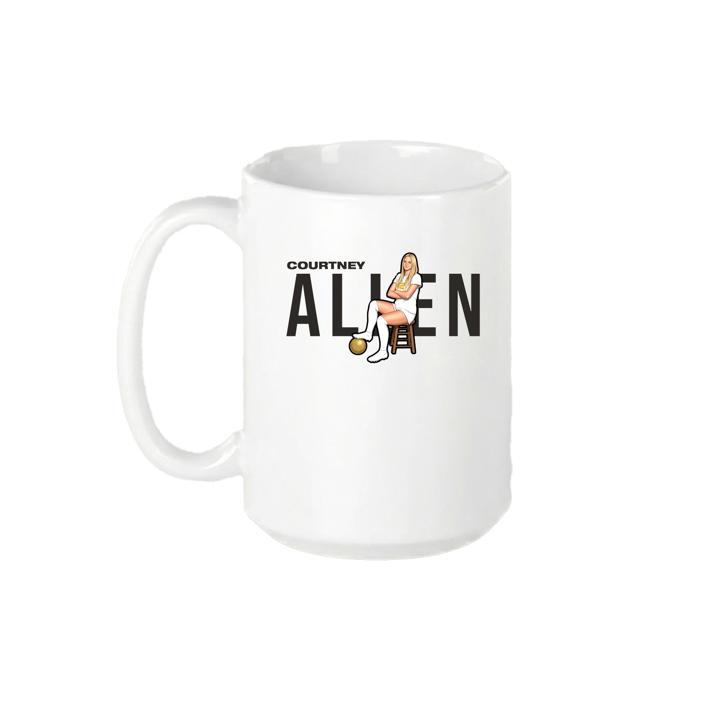 15oz Coffee Mug — Player Name in White