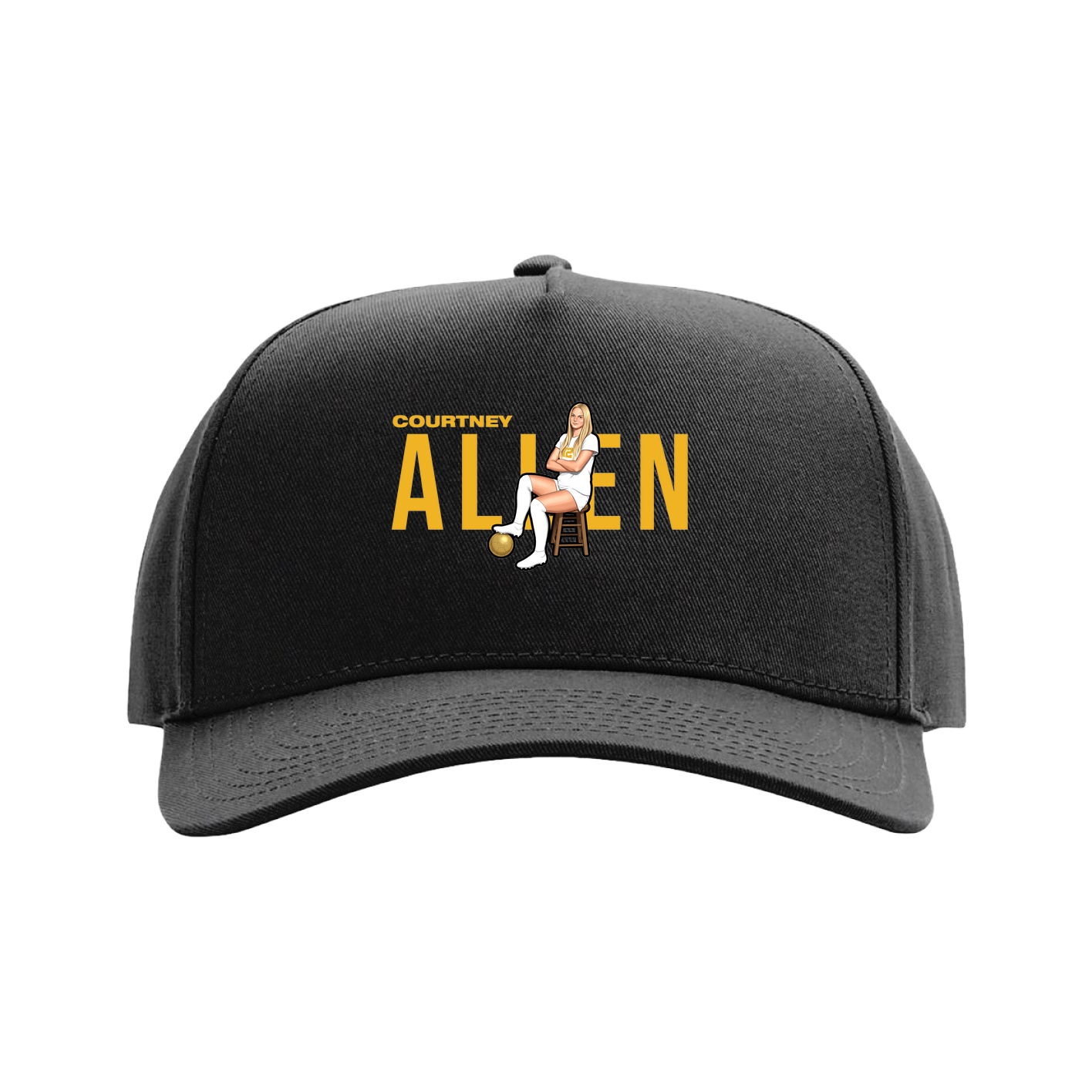 Full Fabric Five-Panel Champ Cap — Player Name in Black