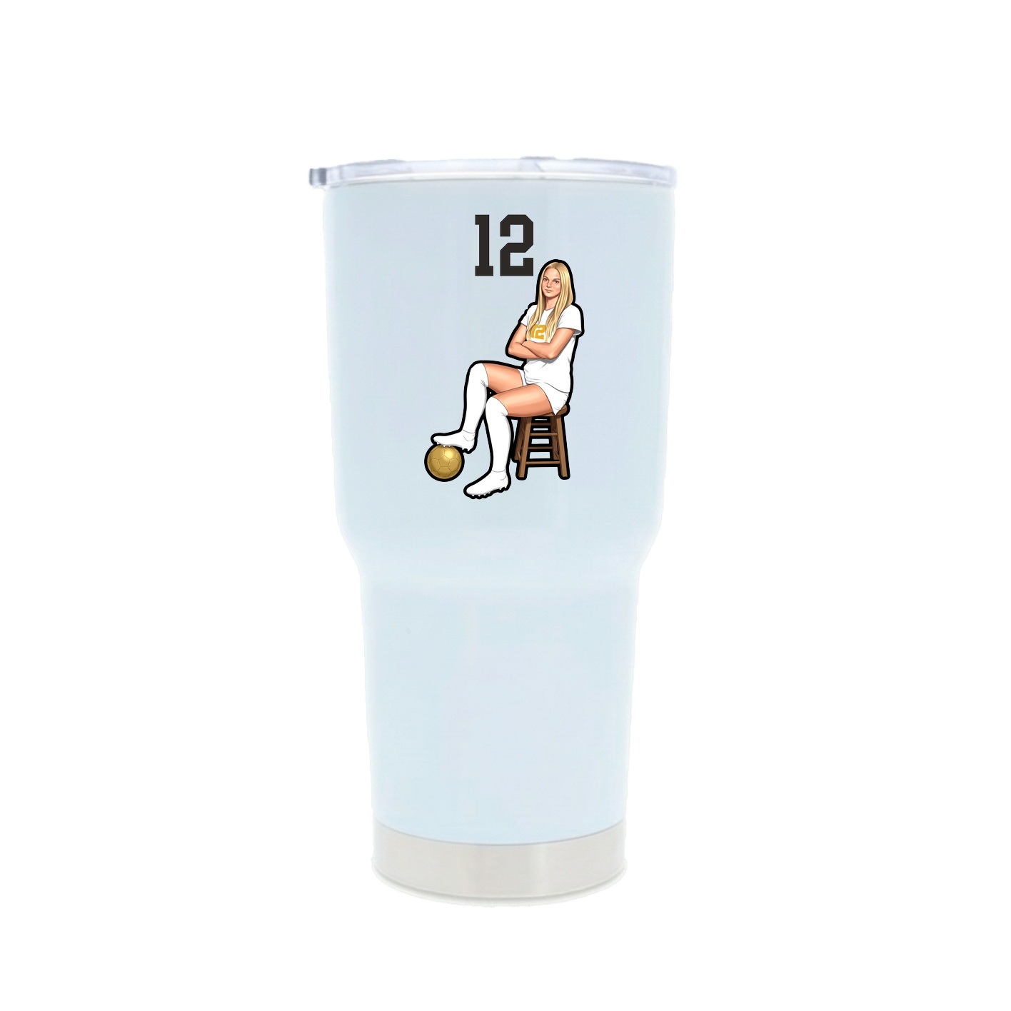 30oz Stainless Steel Tumbler — Number Top in White