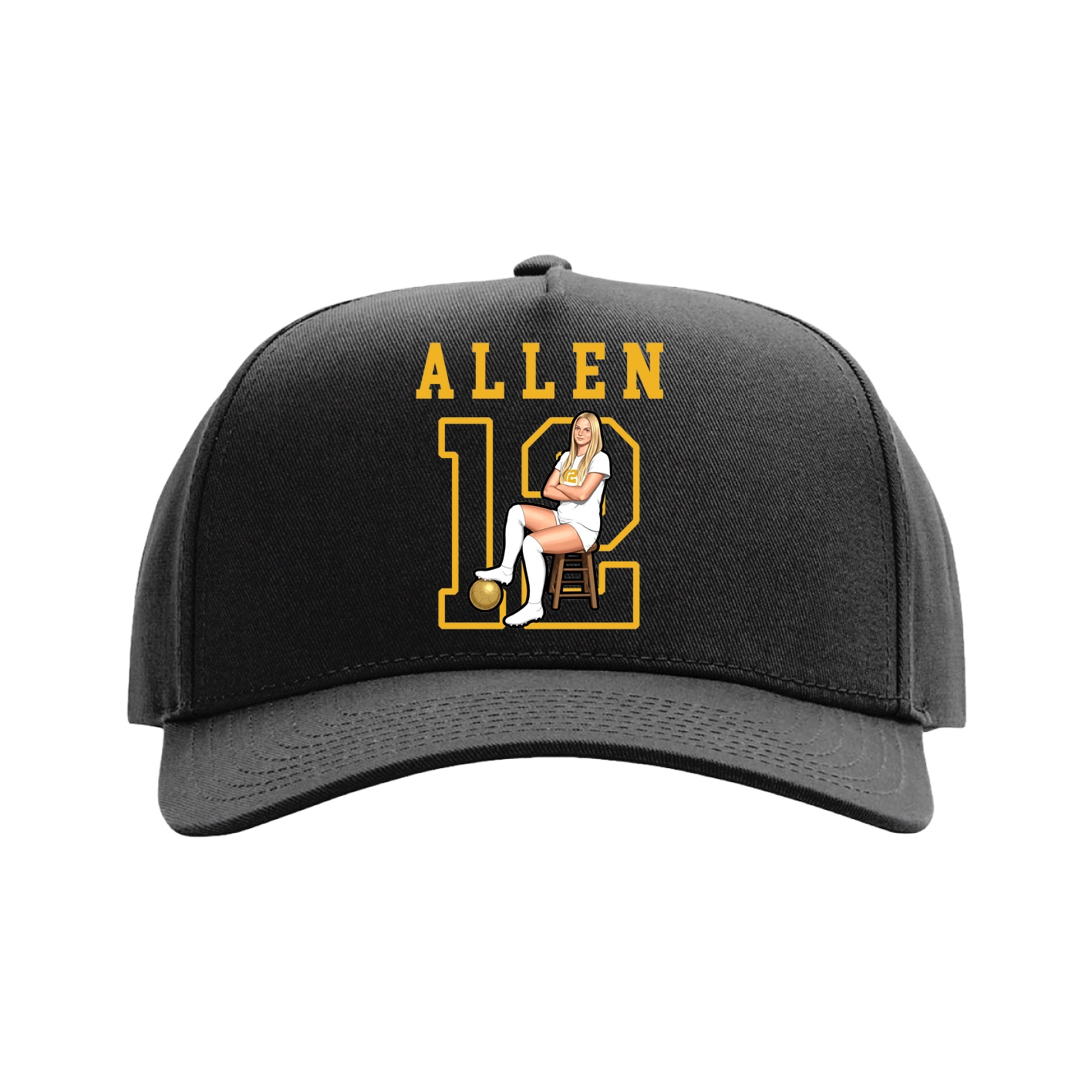 Full Fabric Five-Panel Champ Cap — Shirsey in Black