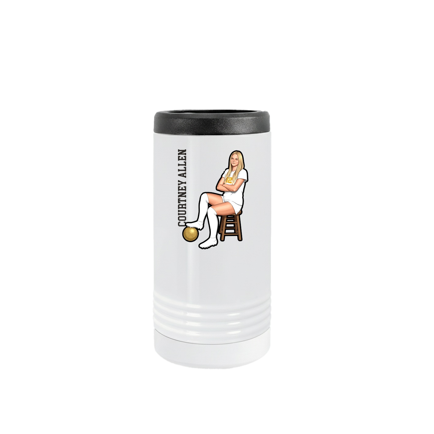 Slim Beverage Holder — Name Vertical in White