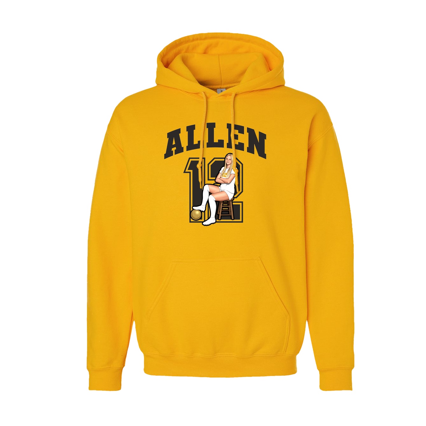 Youth Hoodie — Number in Gold