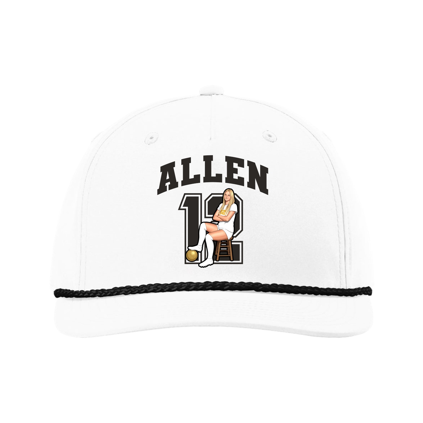 Five-Panel Classic Rope Cap — Number in White