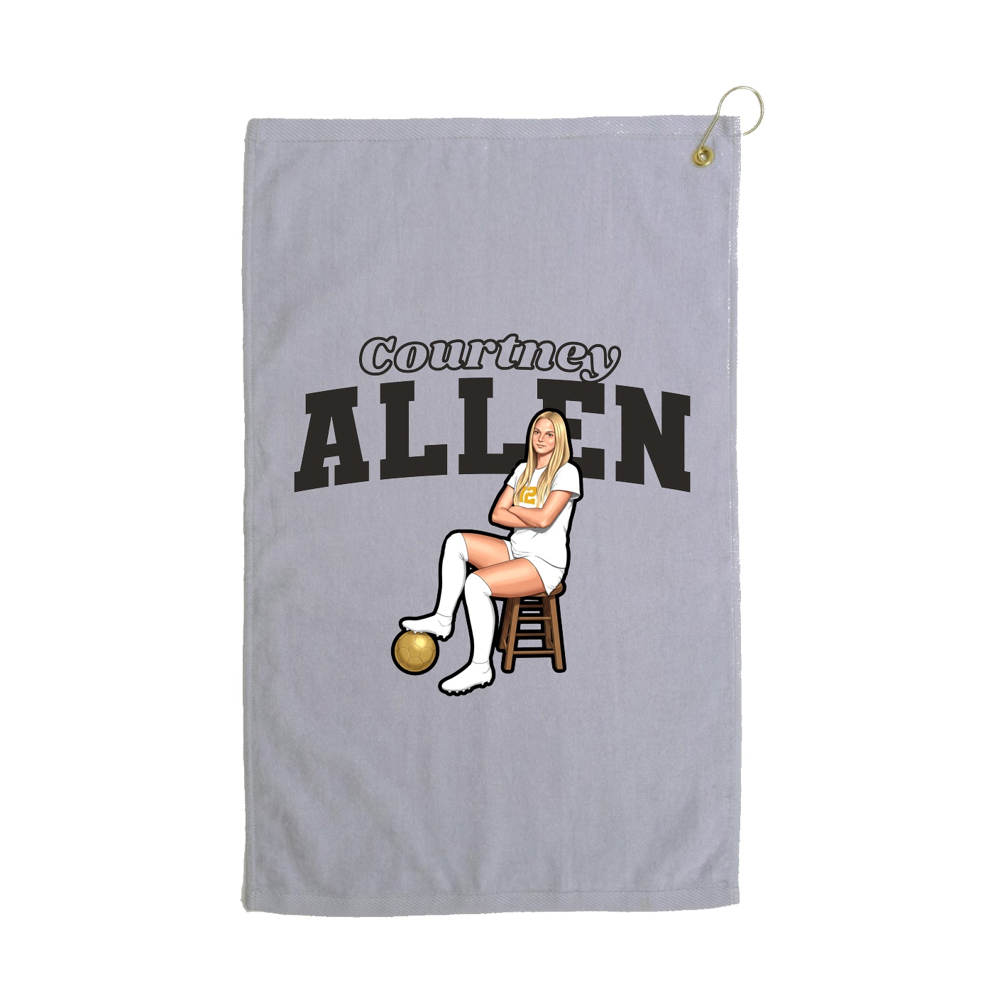 Golf Towel — Name Arch in Grey