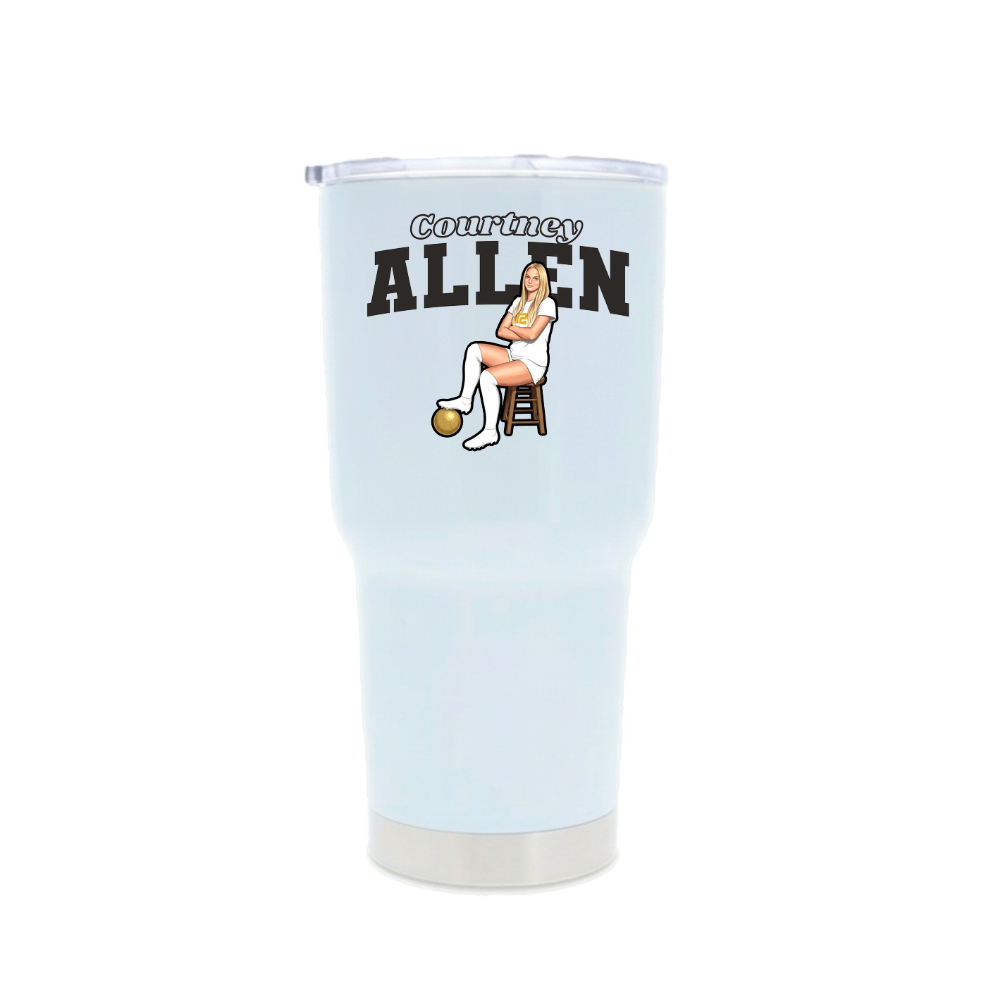 30oz Stainless Steel Tumbler — Name Arch in White